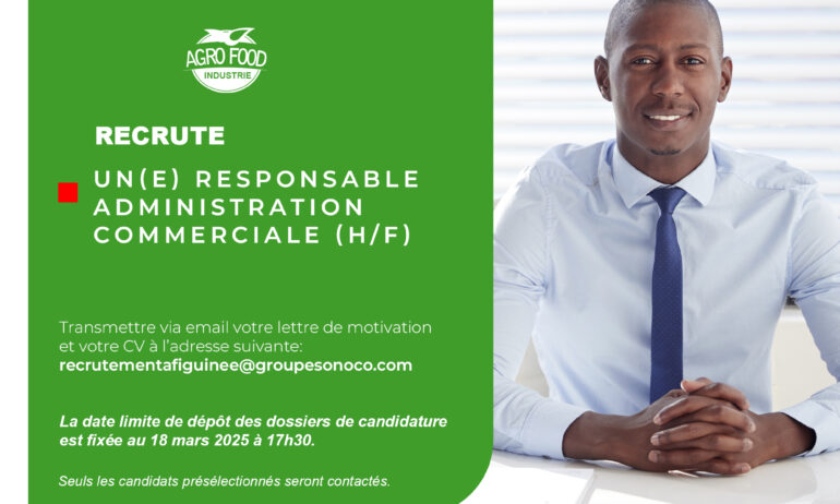 UN(E) RESPONSABLE ADMINISTRATION COMMERCIALE (H/F)
