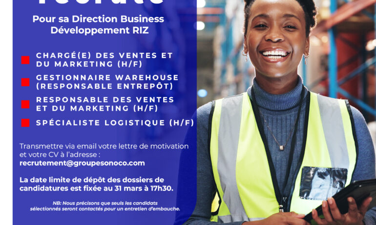 CHARGÉ(E) DES VENTES ET DU MARKETING (H/F);  GESTIONNAIRE WAREHOUSE (RESPONSABLE ENTREPÔT) H/F;   RESPONSABLE DES VENTES ET DU MARKETING (H/F);  SPÉCIALISTE LOGISTIQUE (H/F)