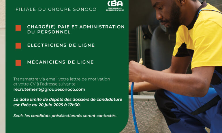 (01) UN(E) CHARGÉ PAIE ET ADMINISTRATION DU PERSONNEL /  ELECTRICIENS / MECANICIENS