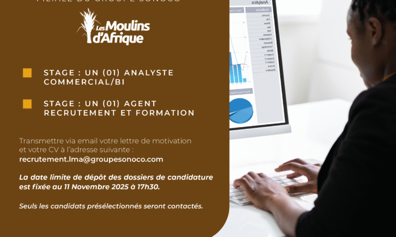STAGE : UN (01) ANALYSTE COMMERCIAL – BI / STAGE : UN (01) AGENT RECRUTEMENT ET FORMATION