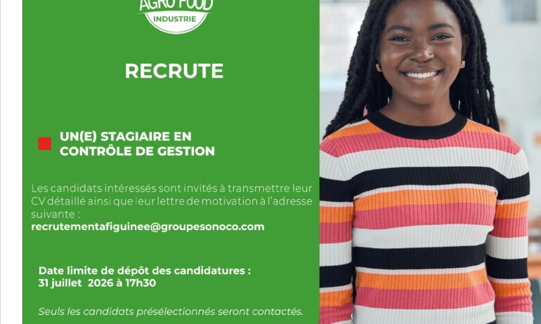  Un(e) (01) Stagiaire Contrôle de Gestion